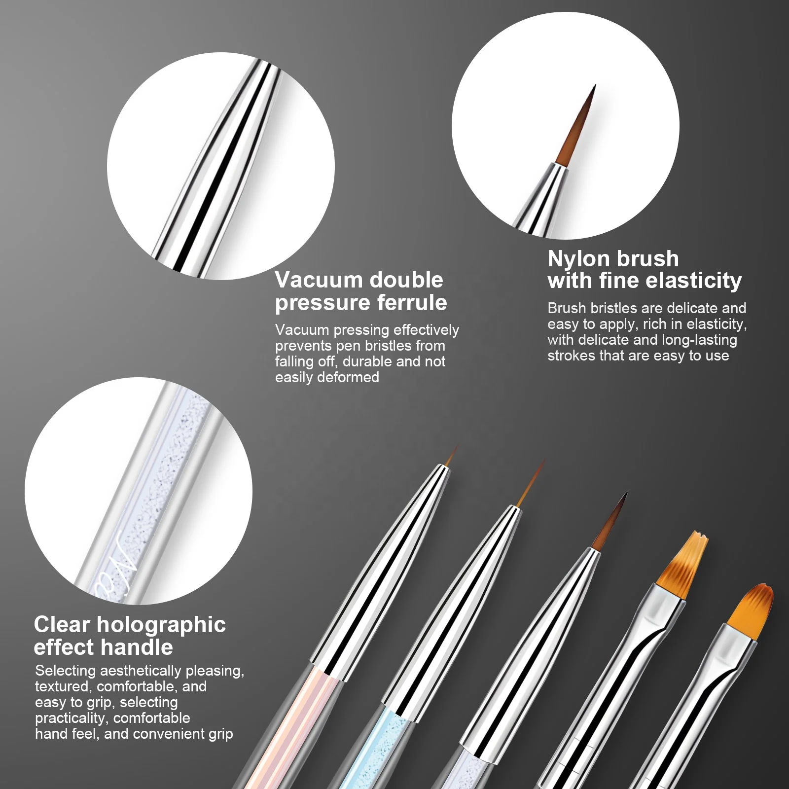 In stock nail brush set color shading gradual draw line painting flower light therapy akikiku pen nail art tool brush