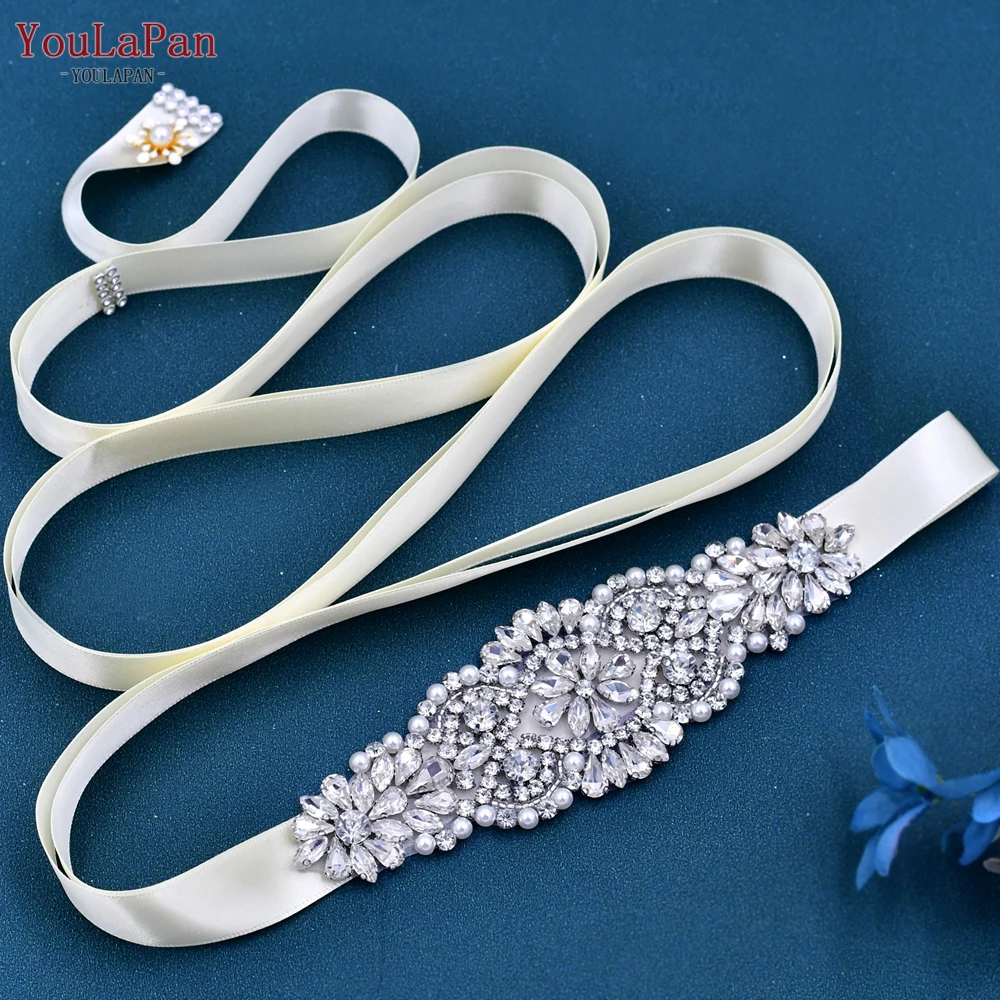 YouLaPan S394 Sparkling Stones Belts Silver Rhinestones Applique Bridal Wedding Dresses Sash Women Party Gown Girdle