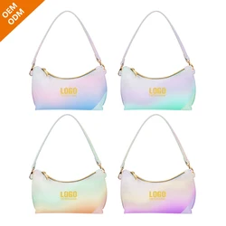 Durable women purse shopping bag waterproof large soft beach shopping holographic bag with custom logo