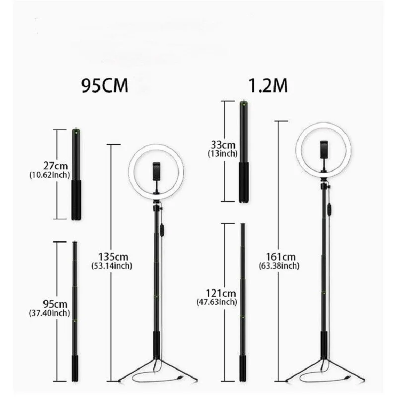 Подставка с триодом для макияжа мобильного телефона в реальном времени студийное фото светодиодное заполняющее кольцо-вспышка для селфи с регулируемой яркостью для телефона кольцевой огонь Круговое освещение