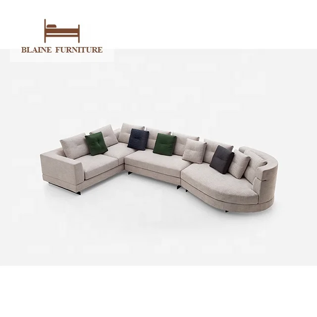 Modern European Style House Living Room Furniture Elegant 2 3 Seater Couch Grey Leather Leather Stainless Base Sofas
