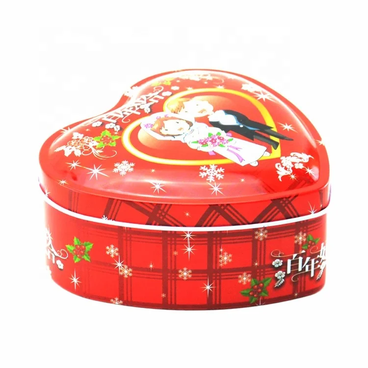 Heart Shaped Metal Gift Candy Chocolate Boxes Case Tin Cans Containers with Lid for Wedding Bridal Party Favor Treat Box