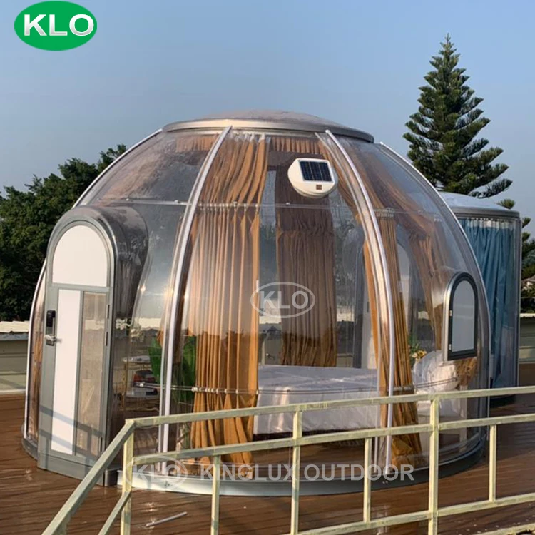 New Design hotel tent 100% Transparent Geodesic Dome house with outdoor furniture