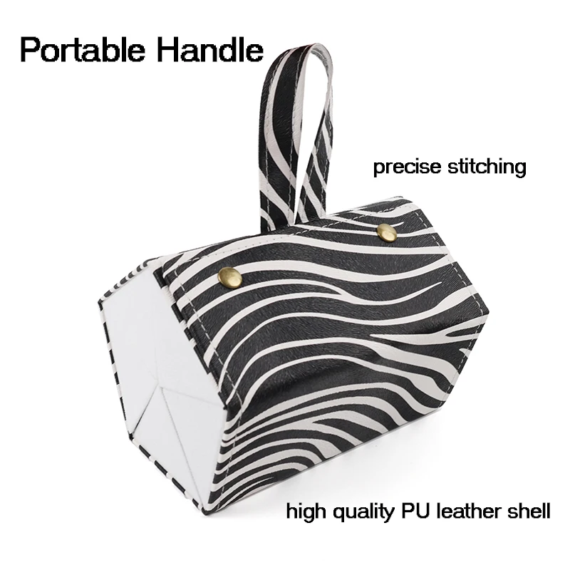 zebra-stripe Multiple 5-Slots Case Fashion PU Multi Layer Triangle Folding Sunglasses Storage Boxs bag pouch with hanger