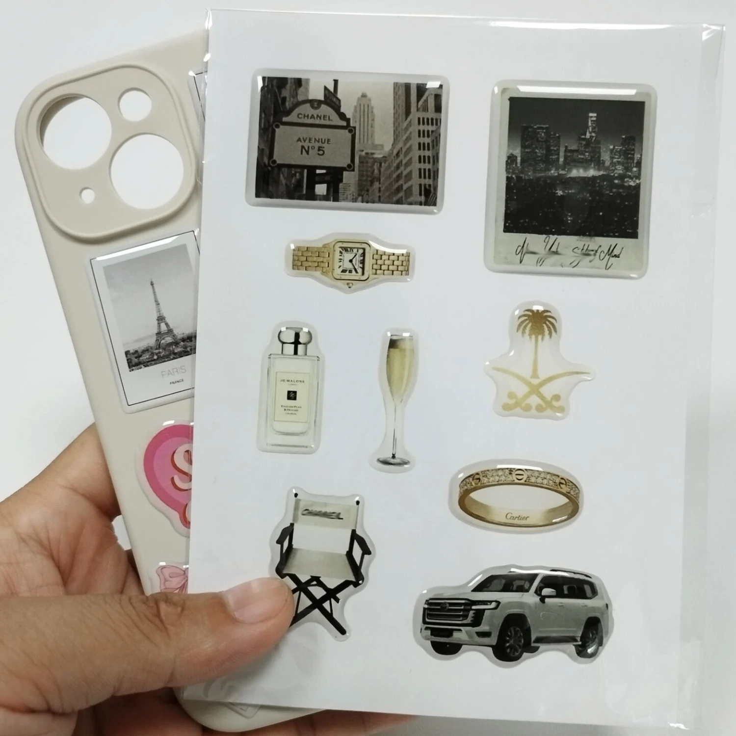 Wholesale Kiss Cut A6 Size Epoxy Decorative Sticker Sheet Custom 3D Dome Gel Crystal For Mobile Phone Back Cover