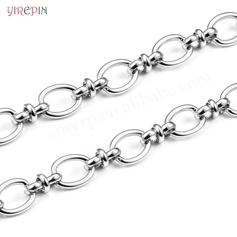 Stainless steel handmade oval cross Chinese knot chain DIY jewelry chain