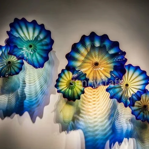 Interior Home Decor Flower Living Room 100% Handmade Blown Glass Window Wall Mounted Plate