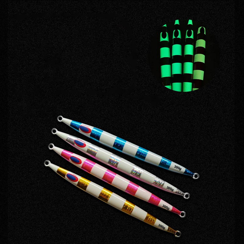 CWJL07-2 bass lure luminous Deep Sea lead metal jig lure fast sinking lures Pencil Vertical Lead Jigs