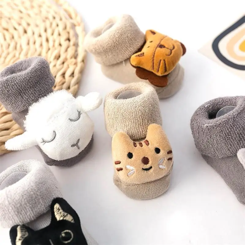 Multi Styles newborn thickened cotton terry winter cute 3d animal cartoon toddler anti slip baby shoe socks