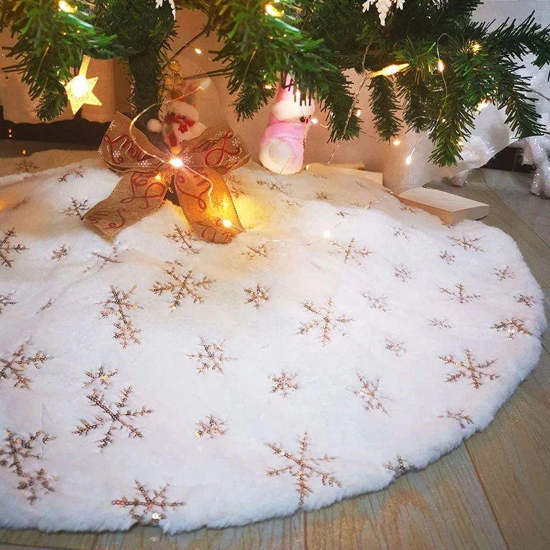 White Christmas Tree Skirt Plush Faux Fur Xmas Tree Carpet Merry Christmas Tree Decorations Ornament New Year  Home Decor