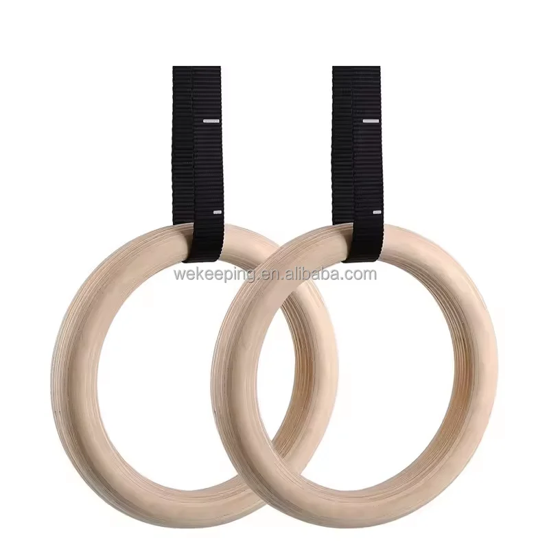 Wholesale Custom Adjustable Non-Slip Straps Wooden Gymnastic Gym Rings
