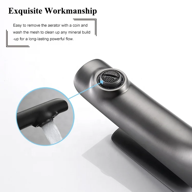 Bathroom Faucet One Hole Mixer Tap Deck Mount Gun Grey Tap Single Handle Lavatory Basin Vanity Sink Faucet