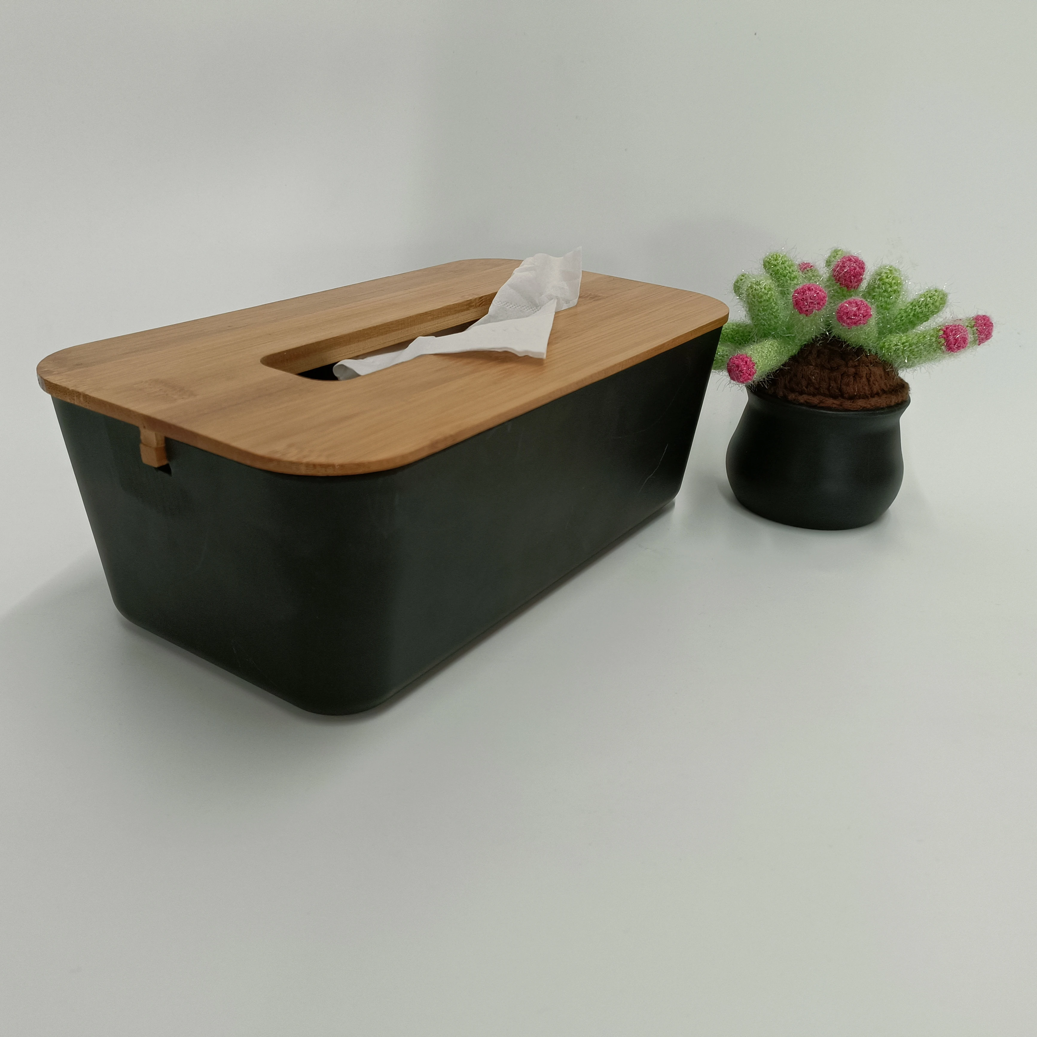 Sustainable Bamboo Fiber Tissue Box Holder Household Paper Towel Storage Box Bamboo Lid Tissue Storage Container Napkin Box