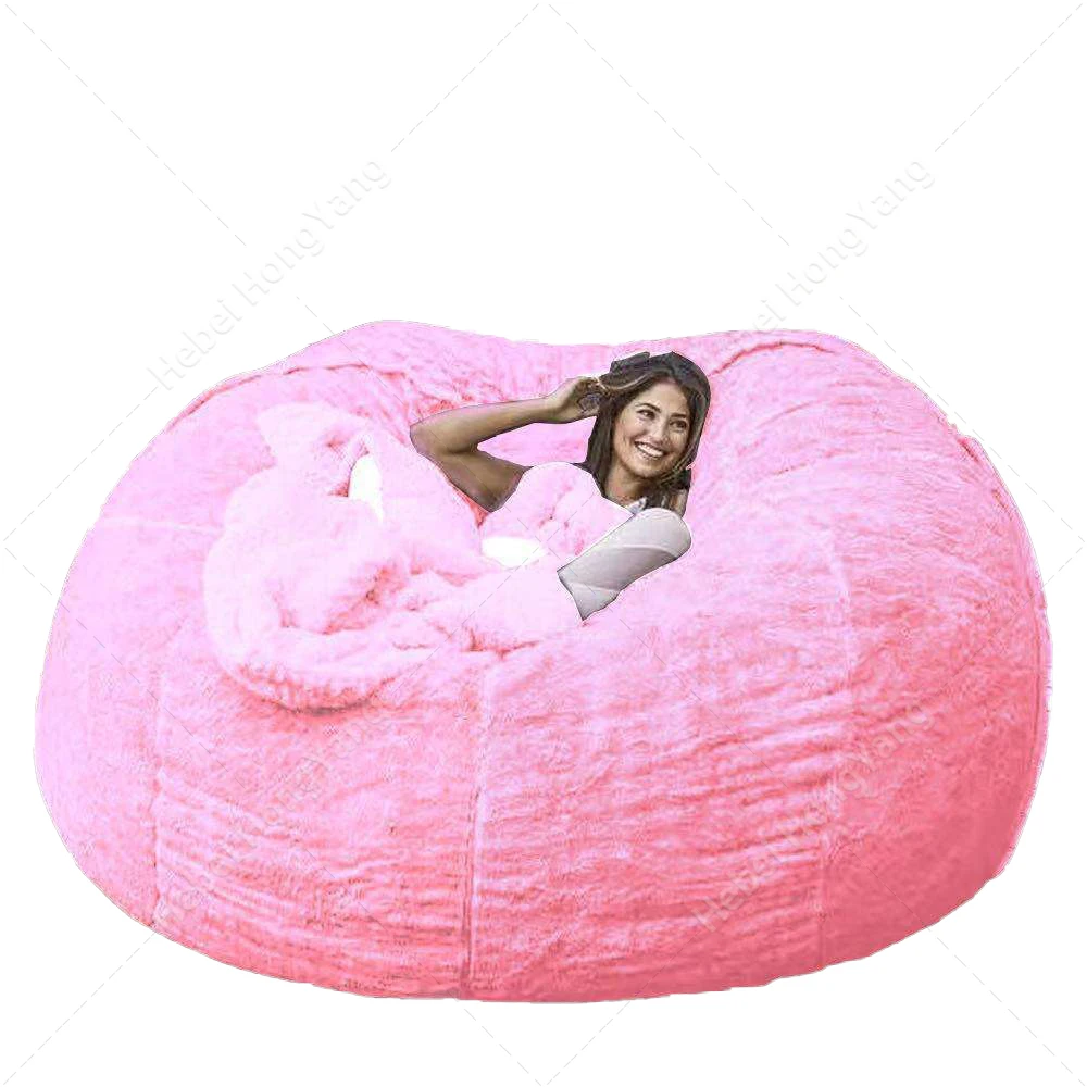 Plush Beanbags on Sale Indoor Poly Beans Filling Giant Fluffy Faux Fur Beanbag Lazy Sofa