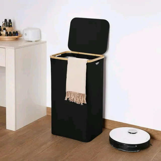 Combohome Foldable Bamboo Foldable Laundry Basket Storage