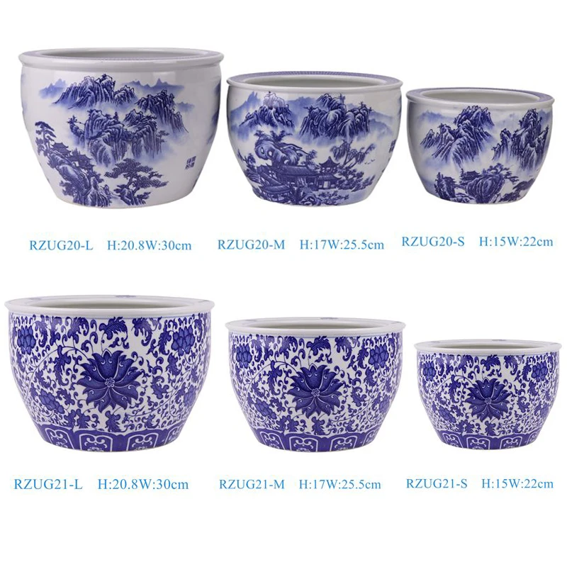 RZUG18-19-20-21-L-M-S Cheap Price Blue and White Medium Size Porcelain Flower Pot