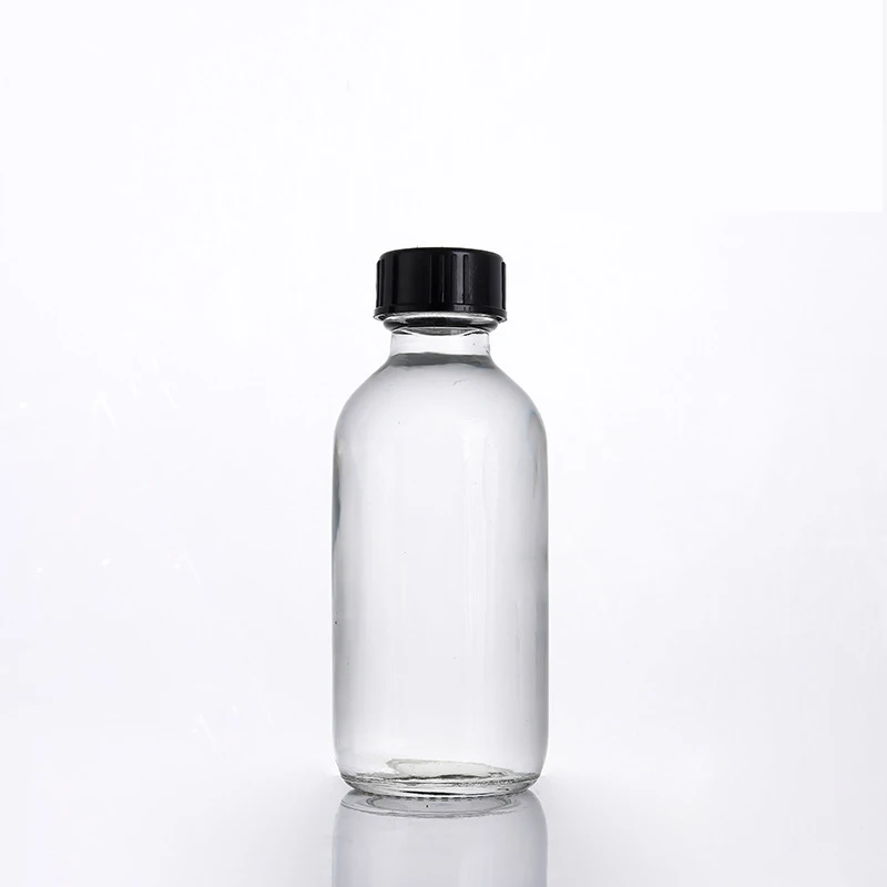 Wholesales customization 15ml 30ml 60ml 120ml 250ml 500ml 1000ml clear amber boston round glass bottle for cosmetic industry