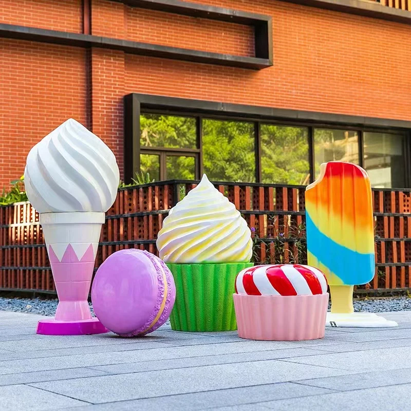 Festival decor color beautiful design fiberglass  ice cream cone statue