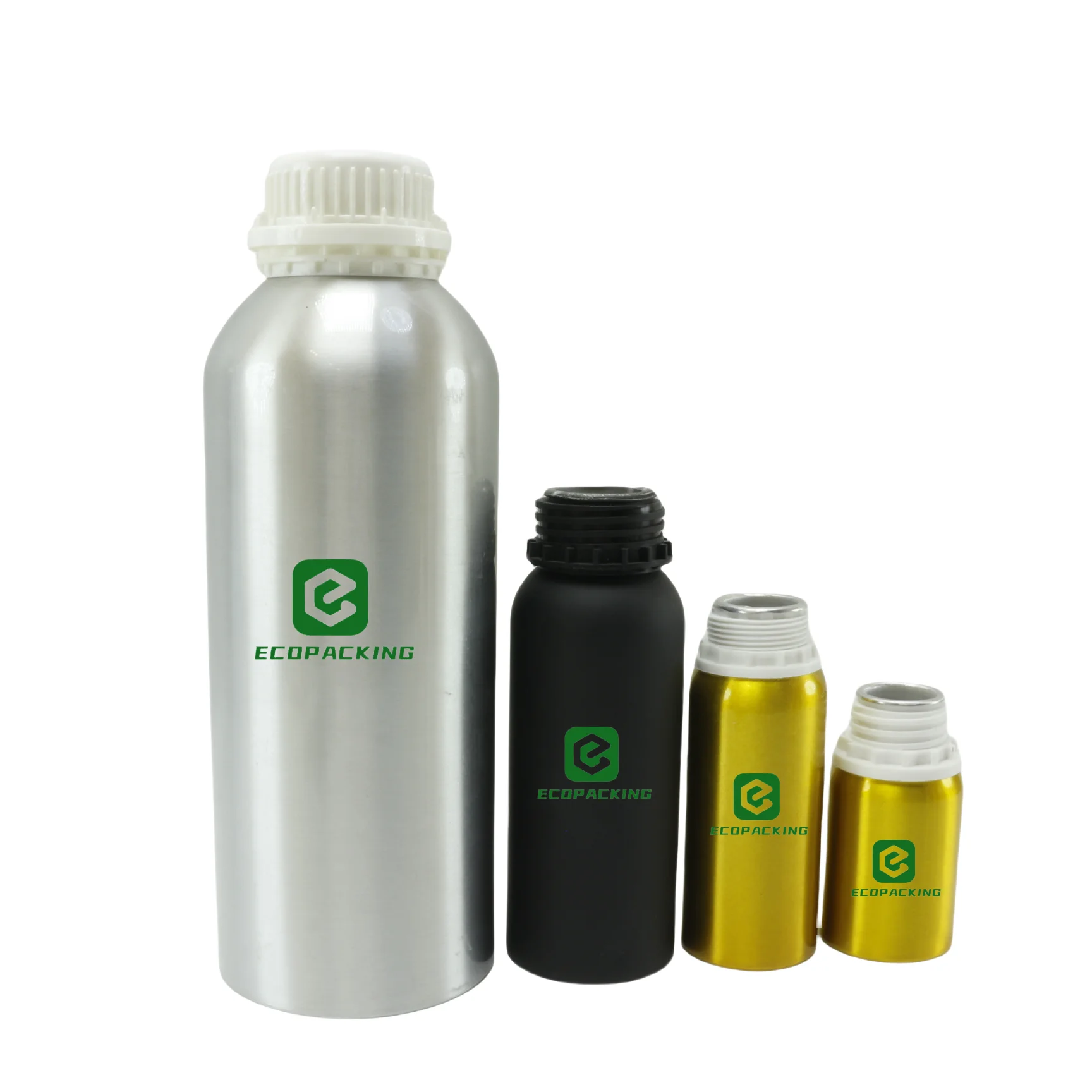 Hot sale aluminum bottle 250 ml 500 ml 1000 ml 1 L matte black empty metal aluminum essential oil bottle with tamper evident lid