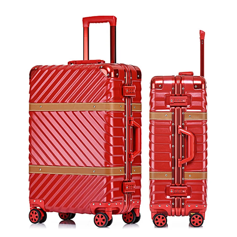 Fashionable full+aluminum+luggage rigid suitcase aluminum suitcase black