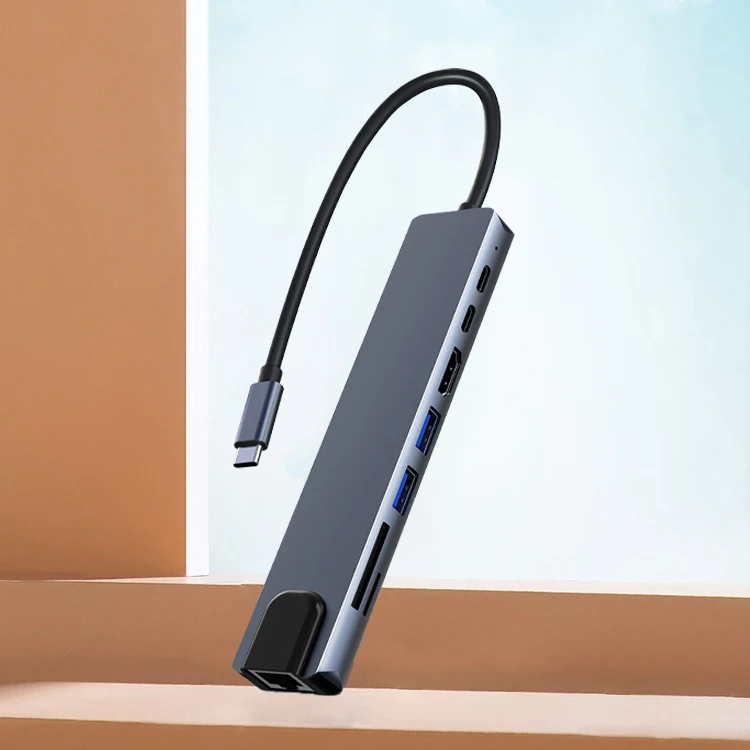 Тип C к HD 4K RJ45 Ethernet Usb 3 0 порты SD/устройство для считывания с tf-карт 8 в 1 взаимный обмен данными между компьютером и периферийными устройствами концентратор