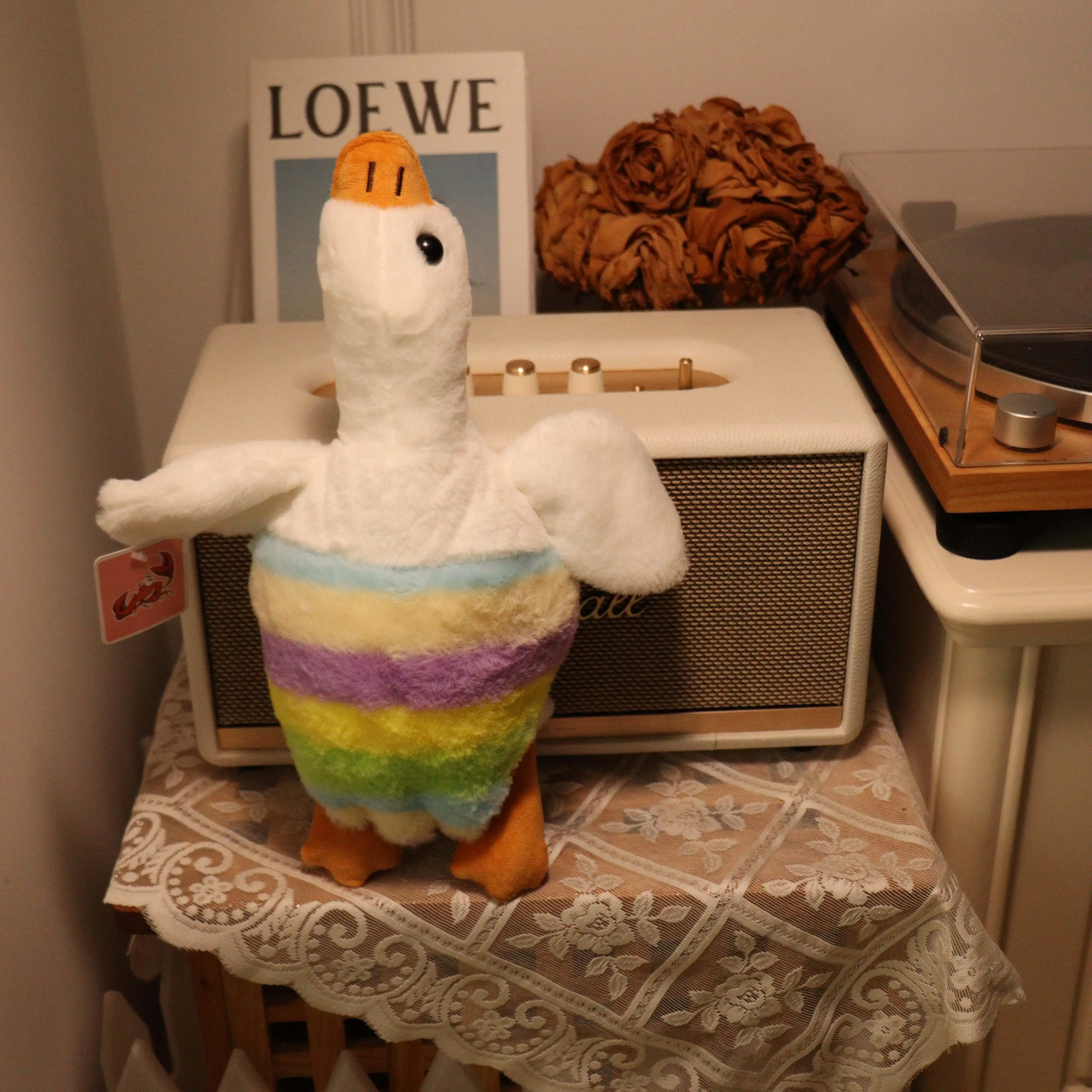 Hot Popular cute stuffed animal plush toy manufacturer rainbow goose fabric & stuff toys plush toys