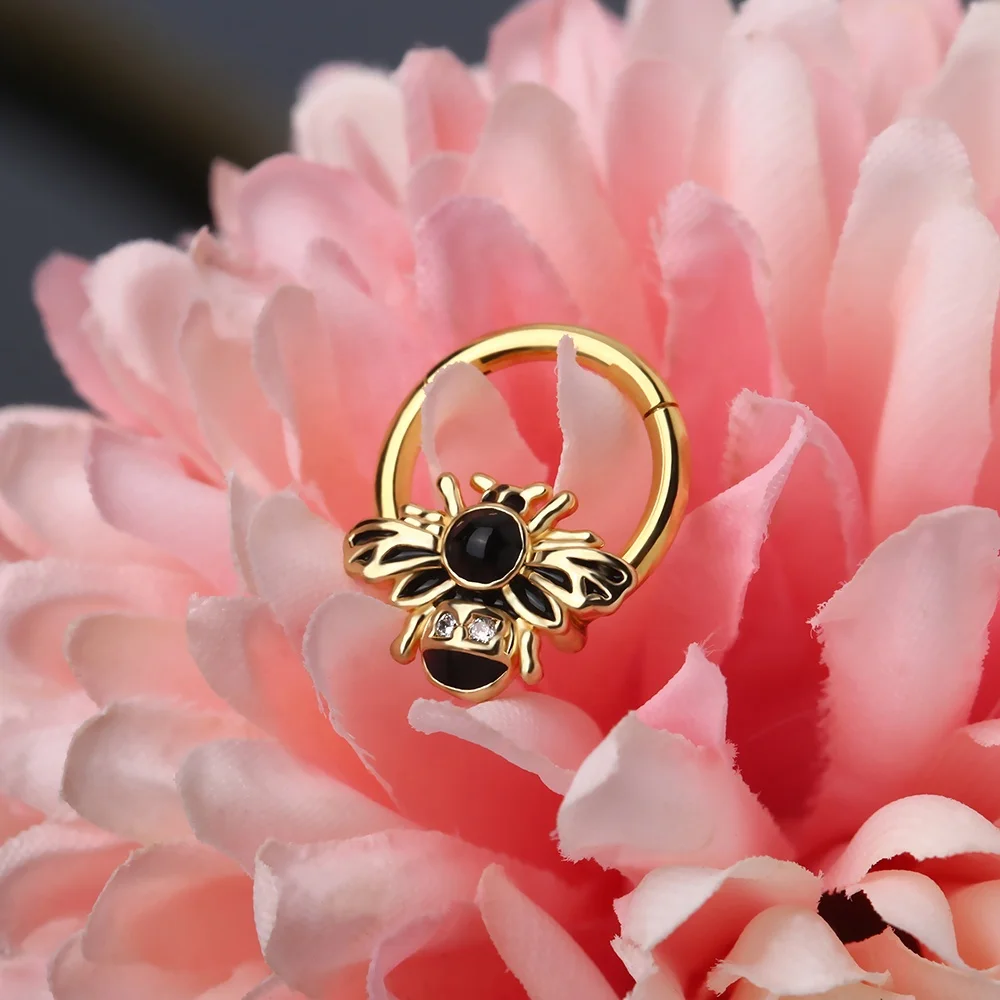 16G Seamless Segment Ring with Bee Cartilage Ear Piercing Body Jewellery