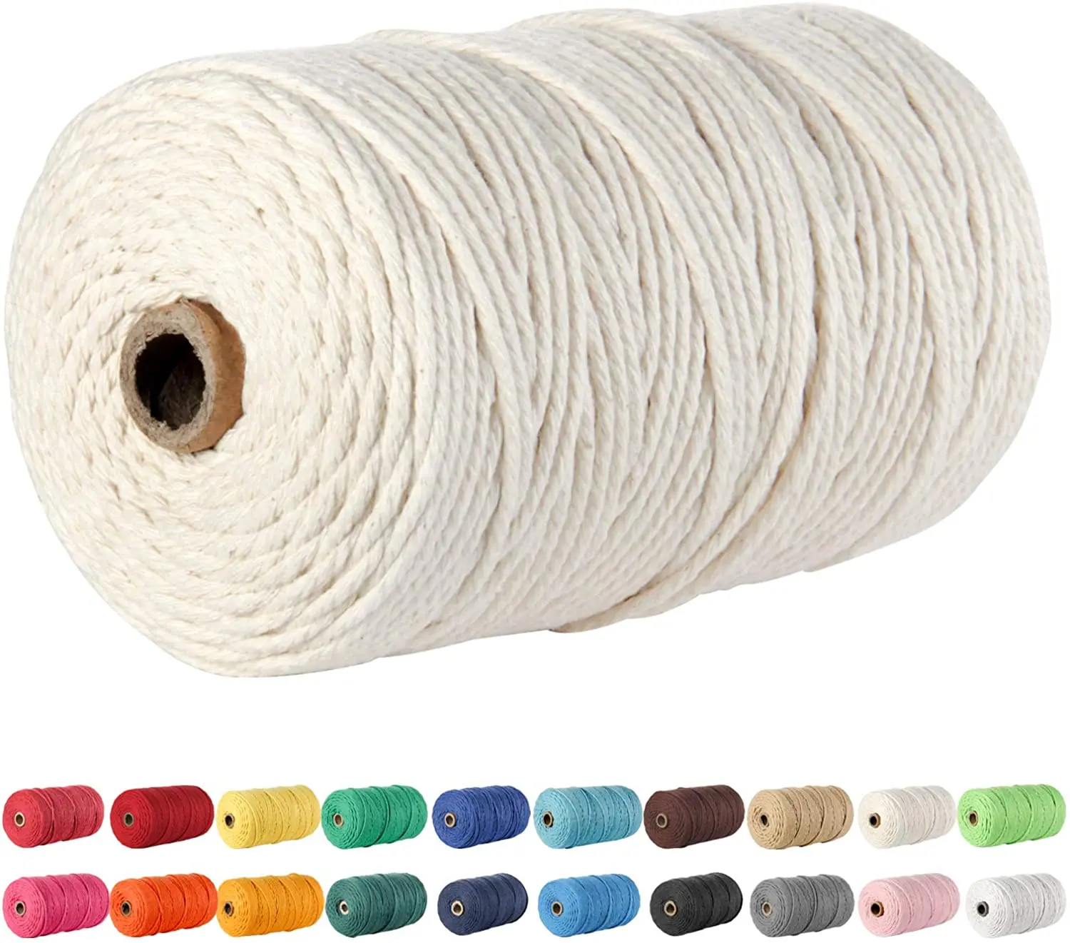 wholesale rope cord twine 3 strands 4mm colour cotton rope