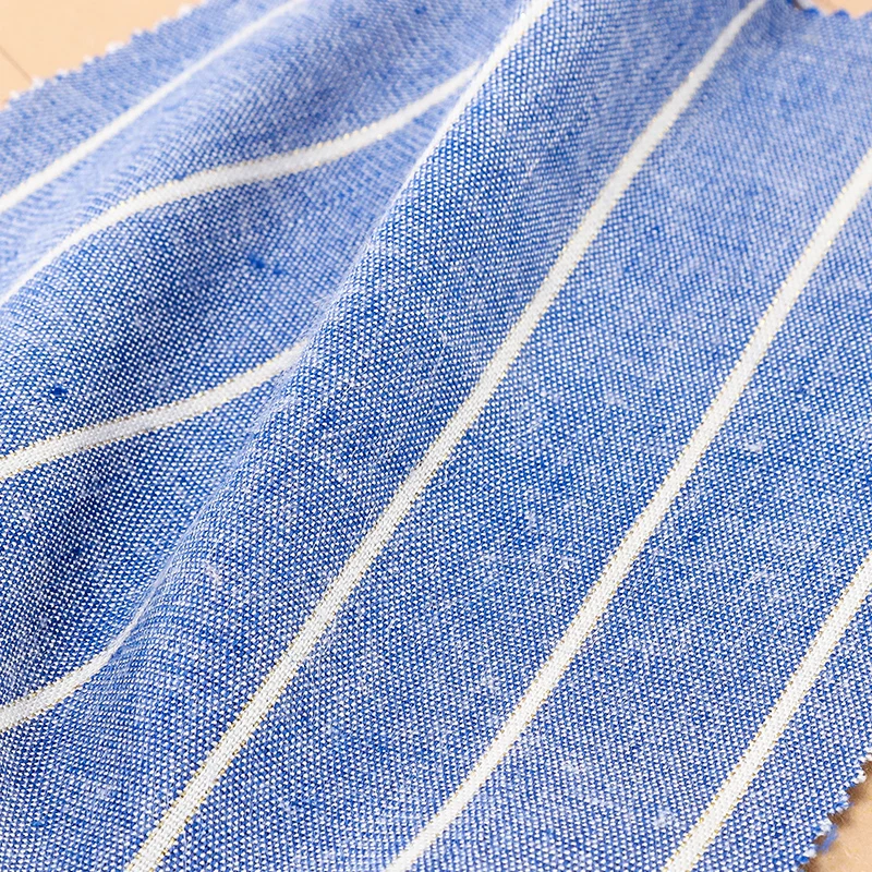 
Sustainable yarn dyed stripe stretch spandex metallic viscose hemp fabric for shirt 