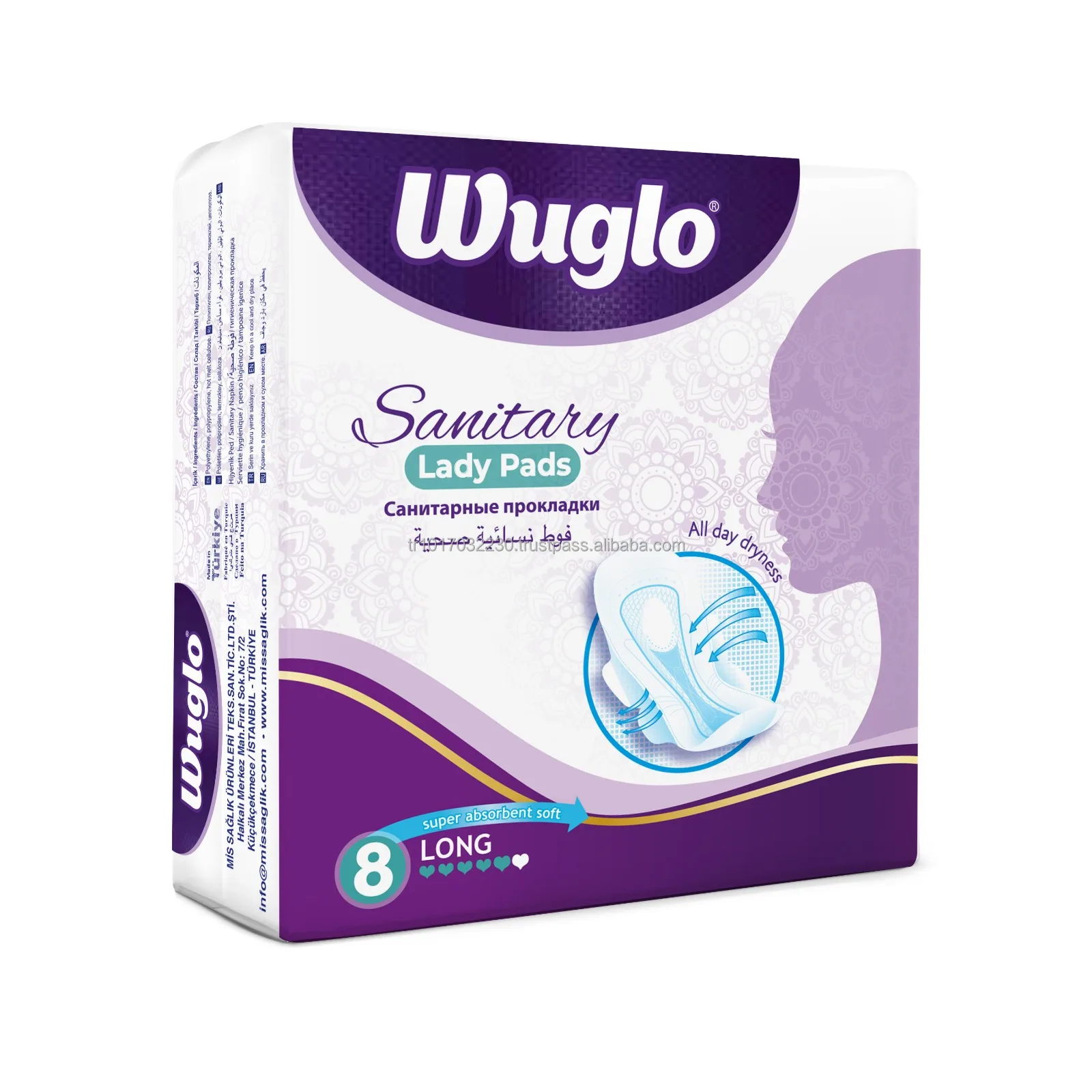 Wuglo Sanitary Lady Pad Cotton Panty Liner Disposable Winged Pattern