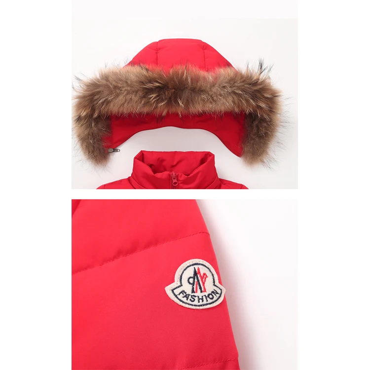 Зимняя детская пуховая куртка с меховым воротником для мальчиков и девочек, детская утепленная куртка