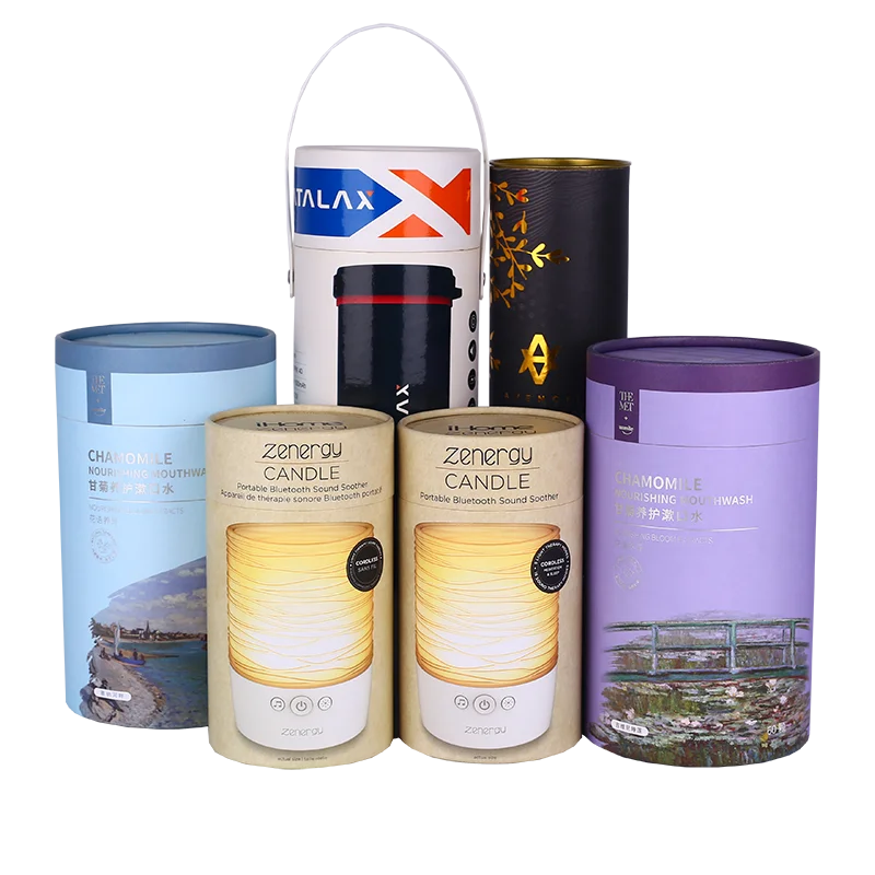 Custom size eco-friendly cylinder cardboard stereo led mini light paper tube rainbow light packaging  box