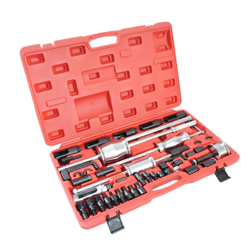 40 pcs Auto Diesel Engine Fuel Injector Common Rail Adaptor Injector Puller Extractor Set Slide Hammer Removal Tool Kit
