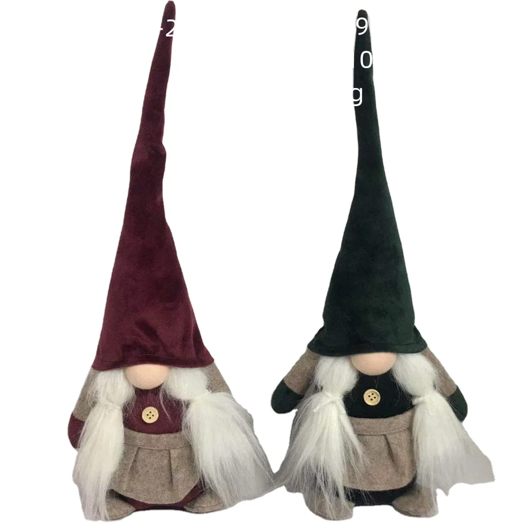 Faceless Gnomes Couple with Brown Braid and Long Beard Christmas Ornament Xmas Gnomes Christmas Goblins