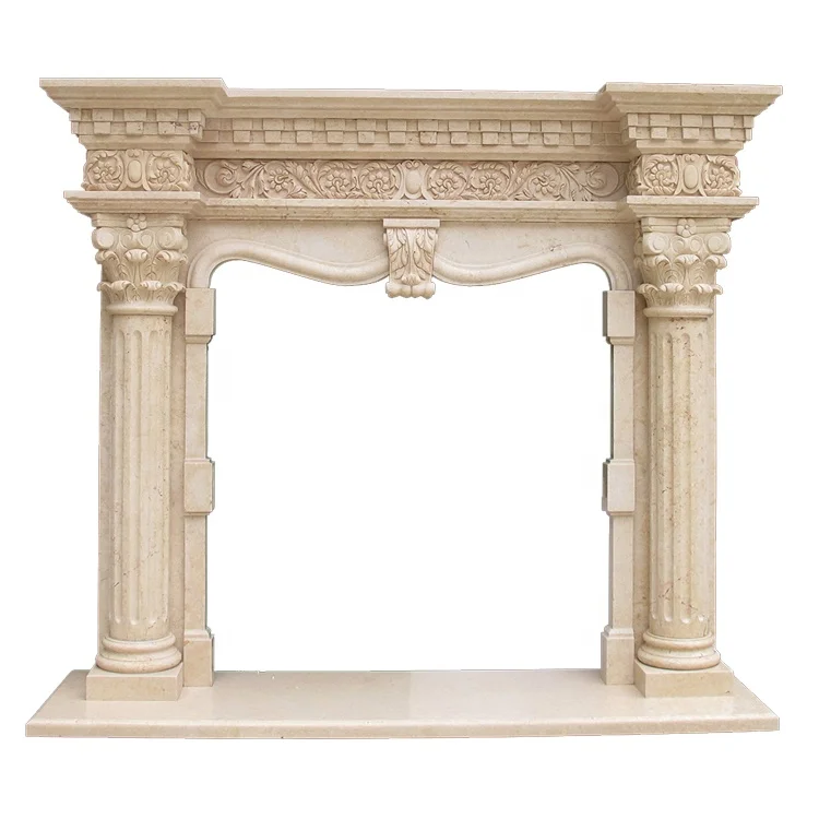
Hand Carved Indoor White Marble Fireplace 