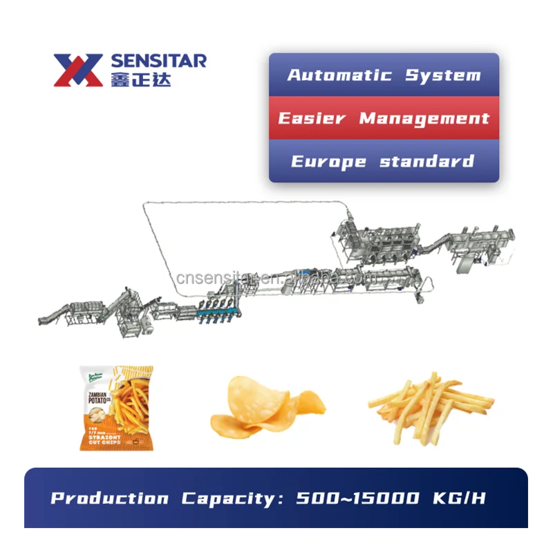 Small Scale Finger Chips Frites Potato Chips Making Machine French Fries Production Line