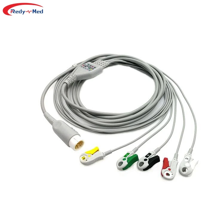 Hottest medical consumable cables PH ecg cable 5 lead,snap, 12 pins