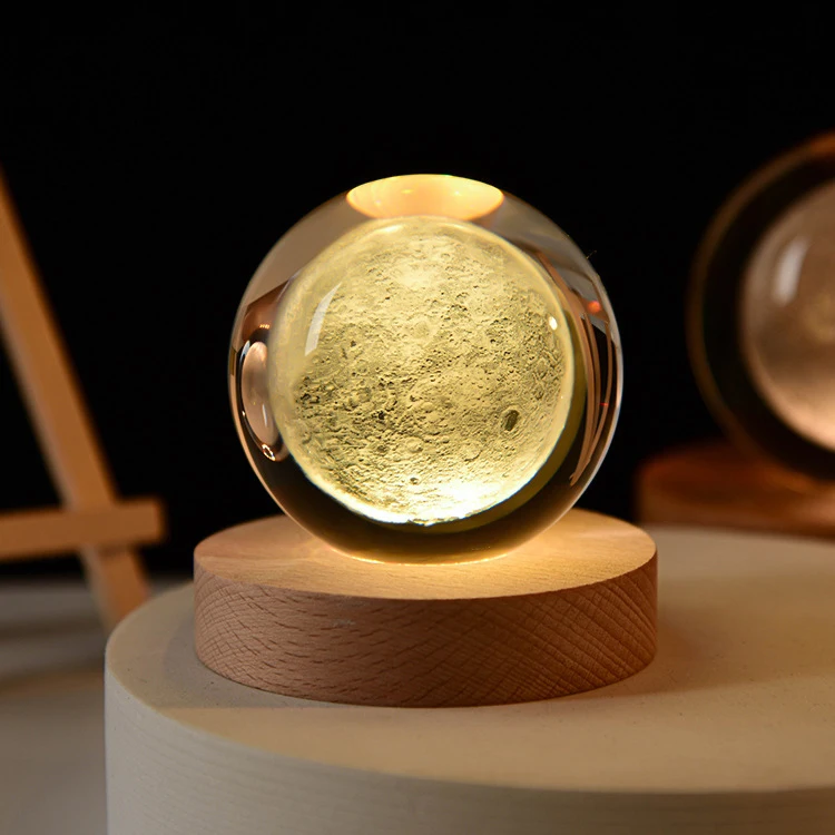 popular cloud rain astronaut earth Moon Saturn universe mini 3D Crystal present Ball crystal crafts  Night Lamp light