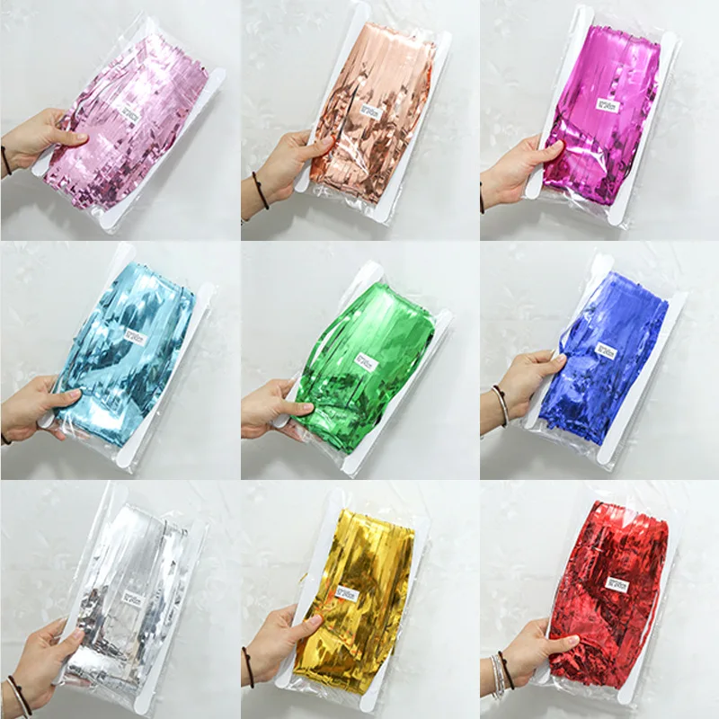 Rain silk curtain 1*2m rain silk color strip bright golden wedding stage background arrangement tassel curtain