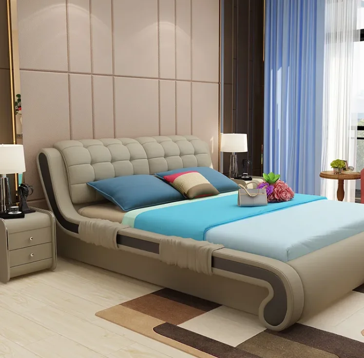 High Quality Modern leather Sofa Bed with Storage massage multimedia speaker USB charger Multifunction Smart bed