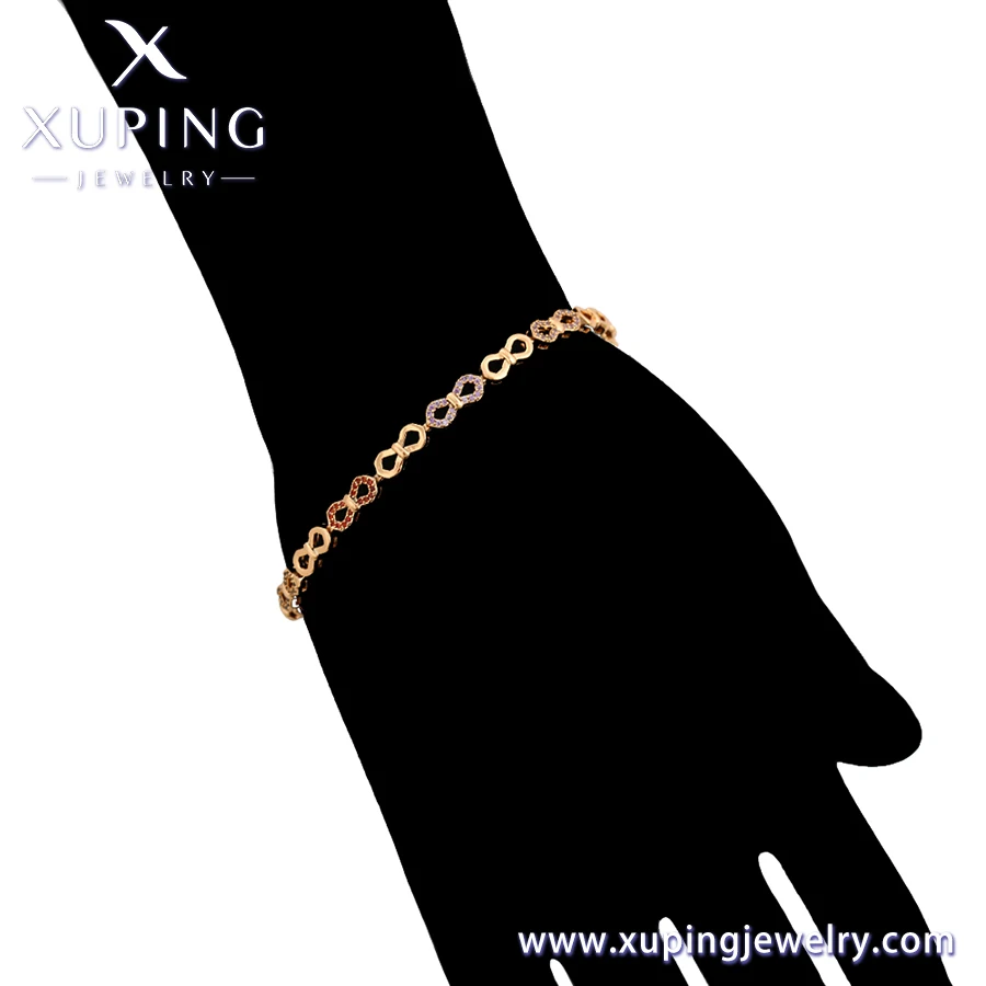 S00121474 XUPING Jewelry luxurious guanzhou jewelry woman accessories 18K gold color  Artificial zircon 8 shape Charm bracelet