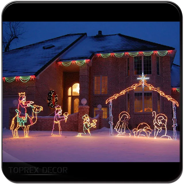 Large christmas nativity set outdoor lights rope lit nativity set decoration led lighted jesus Christmas lights