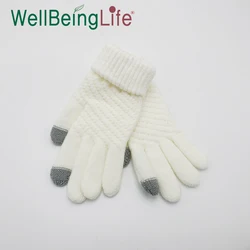 Fashion Wool Acrylic Knitted Mitten Touch Screen Gloves, Unisex Winter Warm Gloves, Women & Men Knitted Gloves