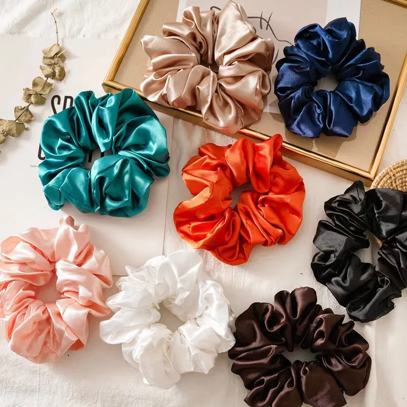 New Arrival Ponytail Scrunchies Elastic Oversize Silk Satin Hair Tie Accessories High Quality Big Hair Scrunchies
