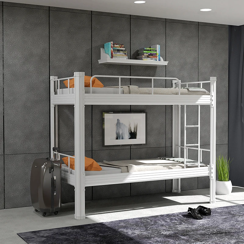 Cheap students double bed metal heavy duty iron bunk beds adult twin bed with storage cama de beliche de metallic