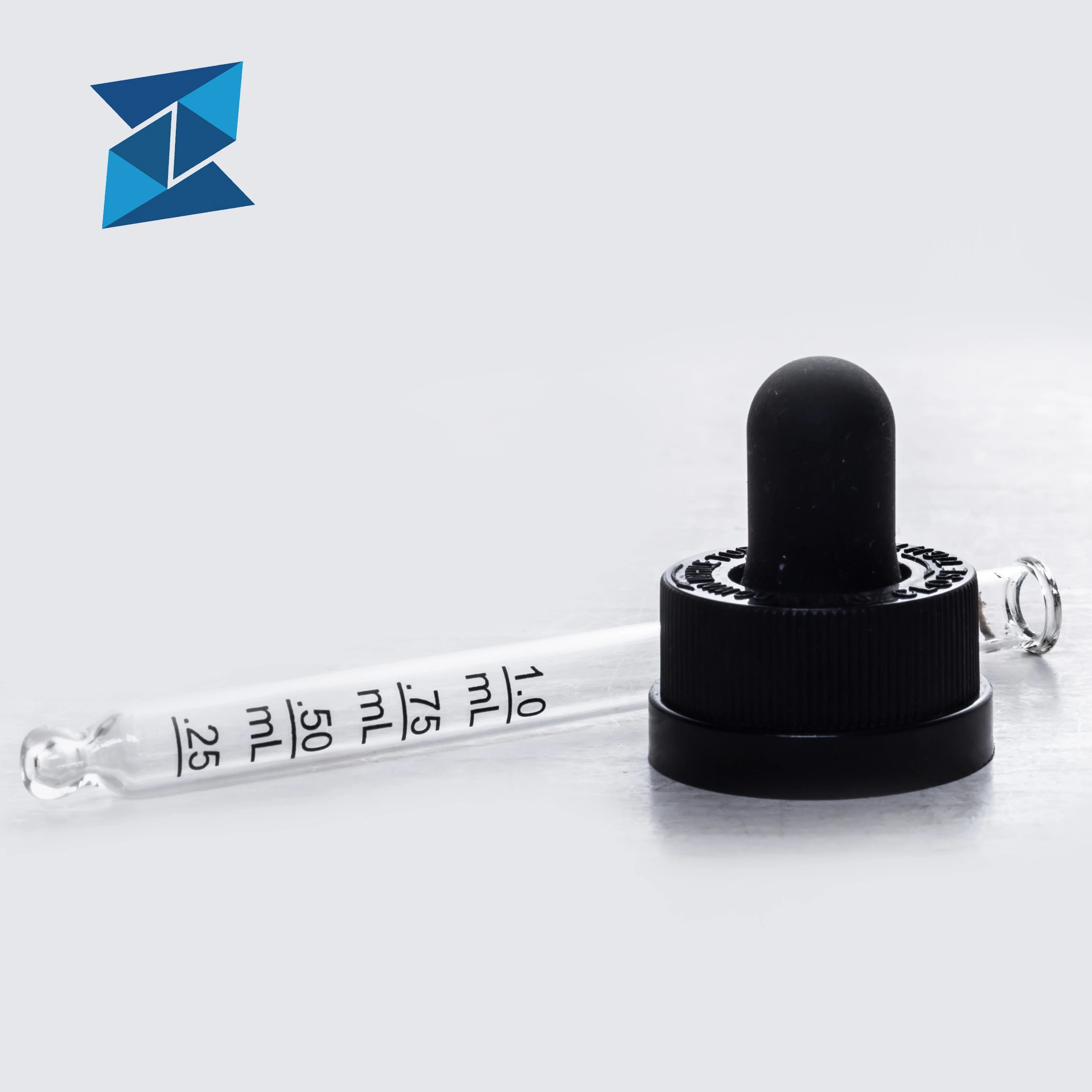 1ml CR Graduated black cap Glass Dropper Straight-Tip Calibrated Glass Medicine Dropper 1 mL for 2oz Tincture Bottle