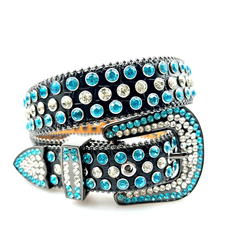 Crocodile designer belts crystal studded bling bling diamond leather rhinestone belts for men women