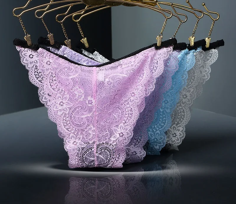 Sexy Girl Lace G-string Underwear Fashion Women Lace See Through Panties Briefs T-back Panty Transparent for Women Adults M-L-XL