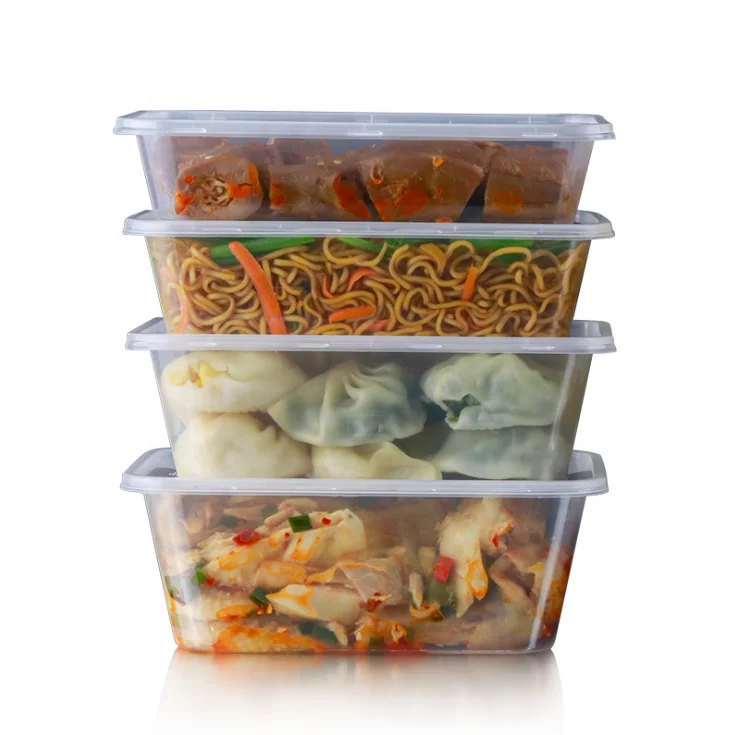 Custom PP plastic microwavable lunch box round and square disposable takeaway packaging meal box food containers