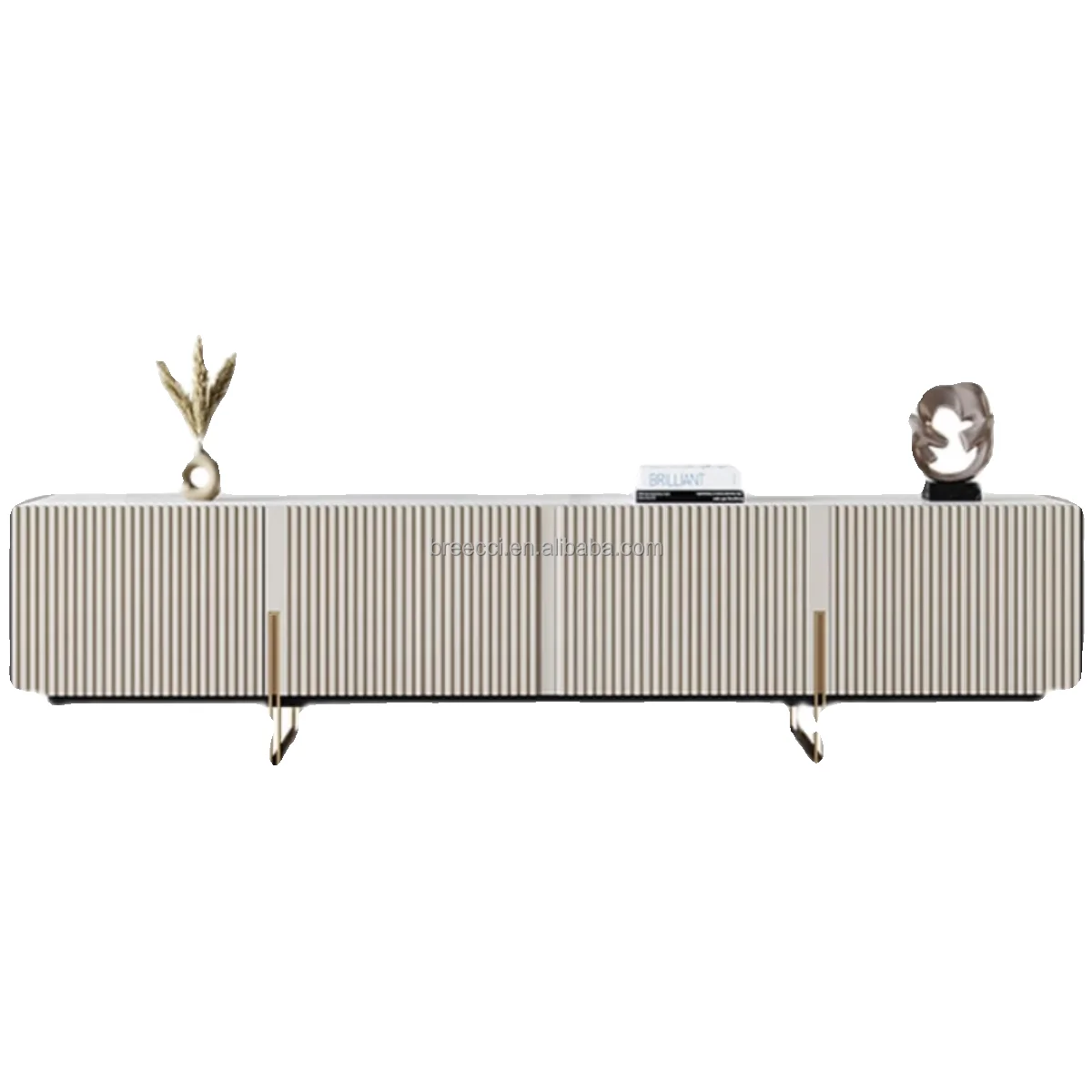 DS Modern Luxury TV Unit Wall Cabinet Contemporary Custom MDF Furniture for Living Room Home Office with LED Storage Features